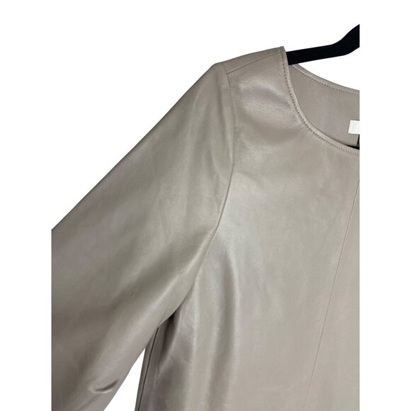 COS A-Line Neutral Short Sleeve Leather Dress-sz XS - Picture 7 of 13